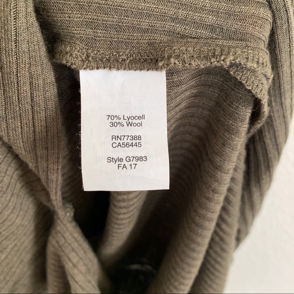 Madewell Olive Green Ribbed Mock Neck Midi Dress - Picture 6 of 7